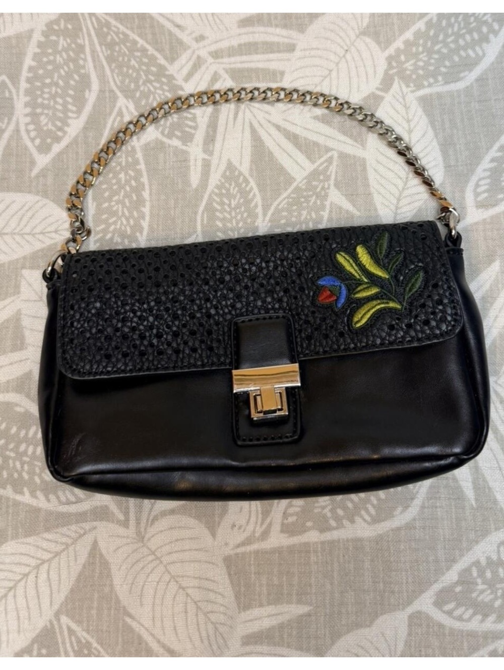 Y2K Black Mini Bag Embroidered Floral, Dream Control